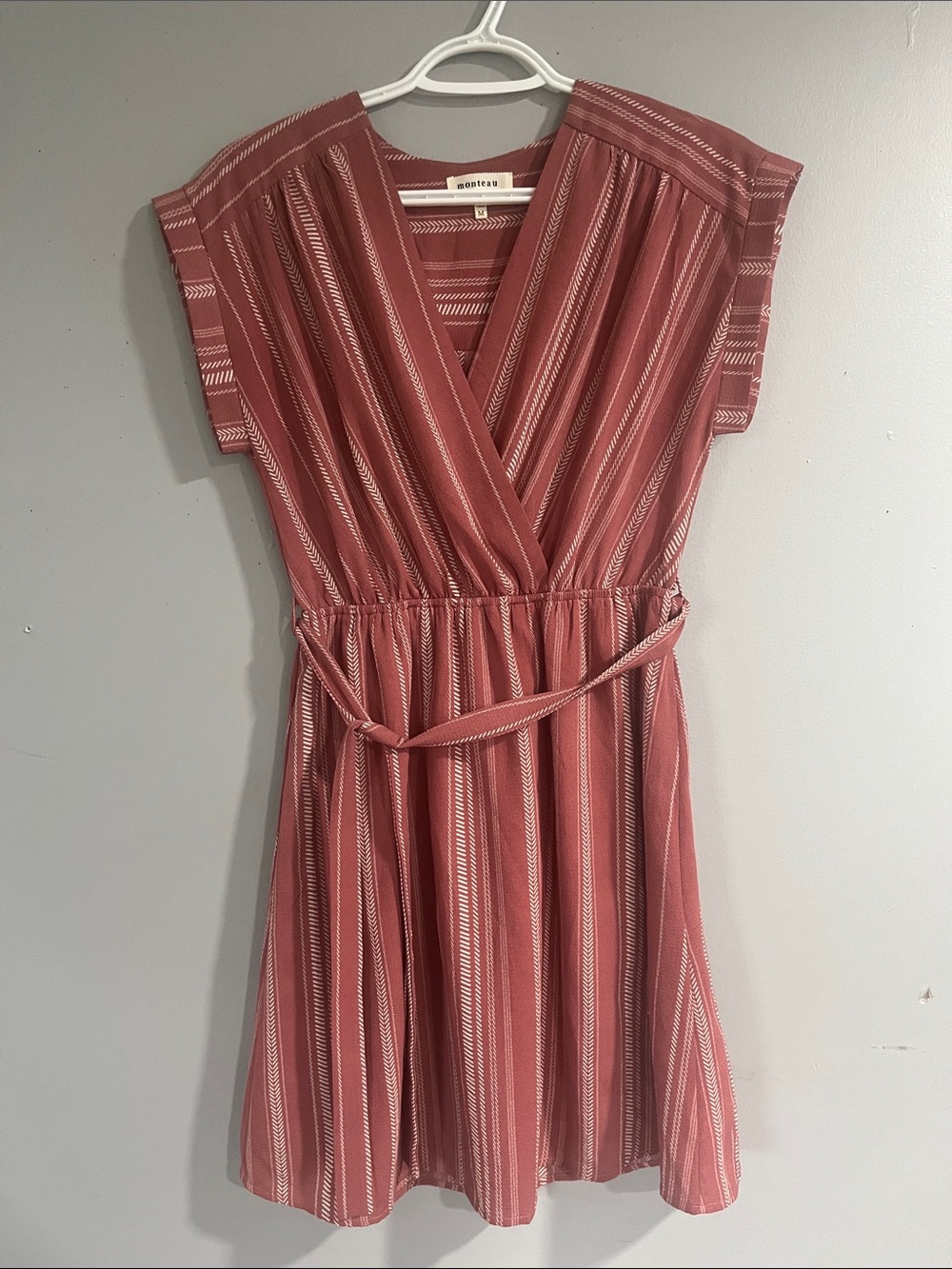 Monteau Mauve-Stripe Mini Dress Medium